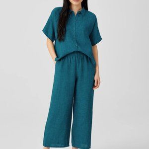 Eileen Fisher Reef Washed Organic Linen Delave Wide-Leg Pant